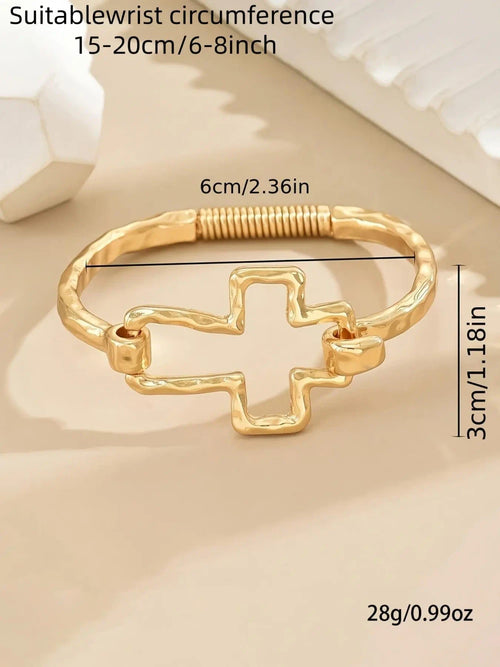 Cross Charm Bangle Bracelet